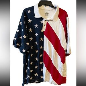 RedHead American Flag Polo Shirt Mens XL Short Sleeve Knit Vintage Bass Pro Shop